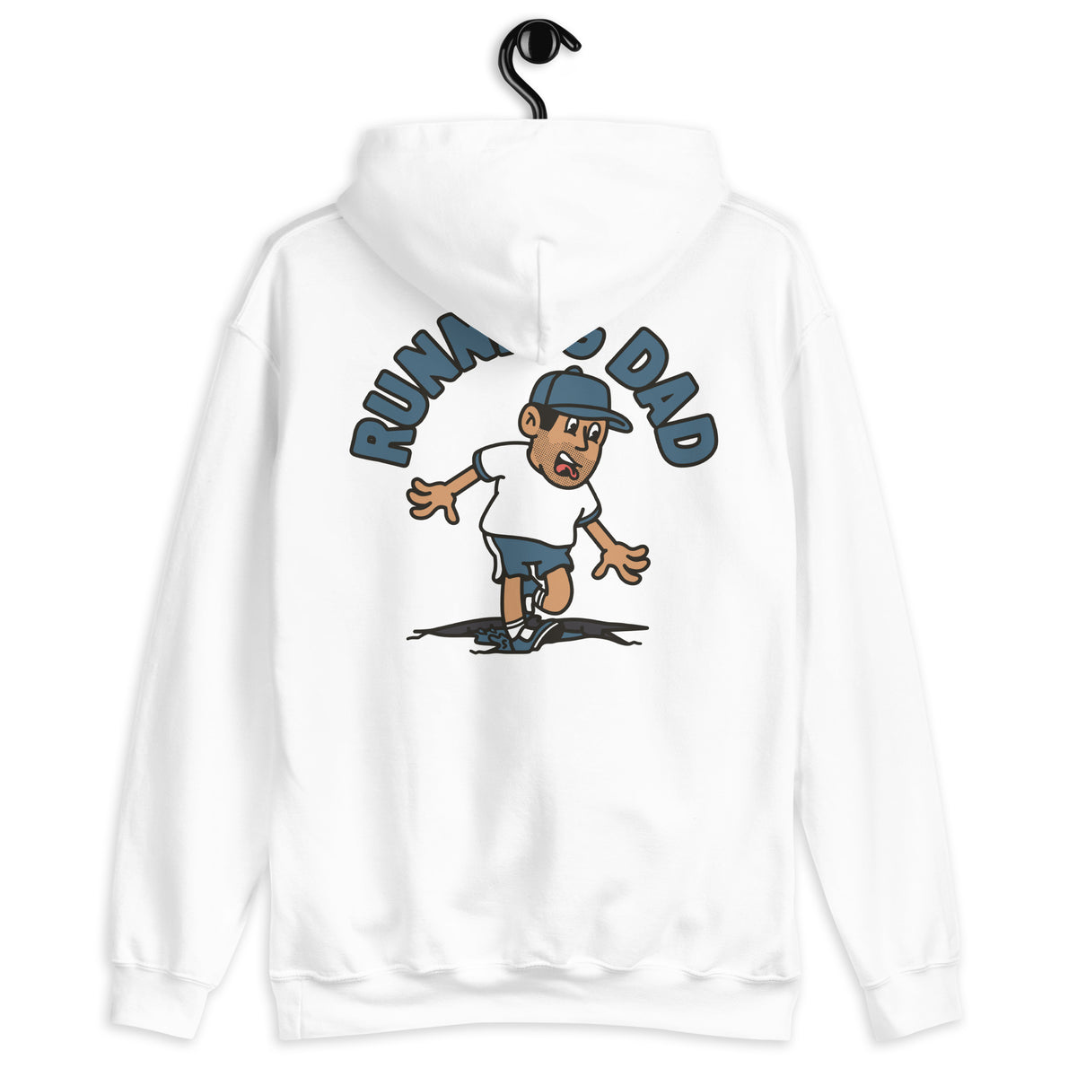 Running Black Hair Tan Skin Tone No-Glasses Stubble Dad Hoodie