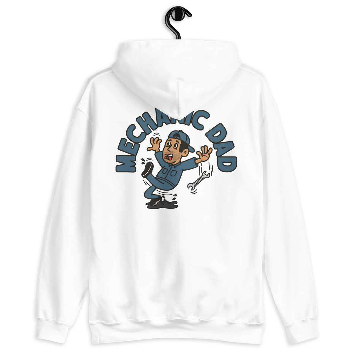 Mechanic Black Hair Tan Skin Tone No-Glasses Stubble Dad Hoodie