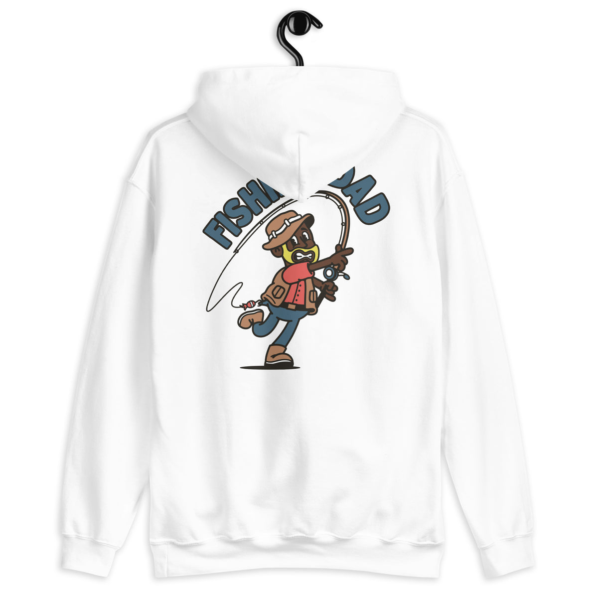 Fishing Blond Hair Dark Skin Tone No-Glasses Beard Dad Hoodie