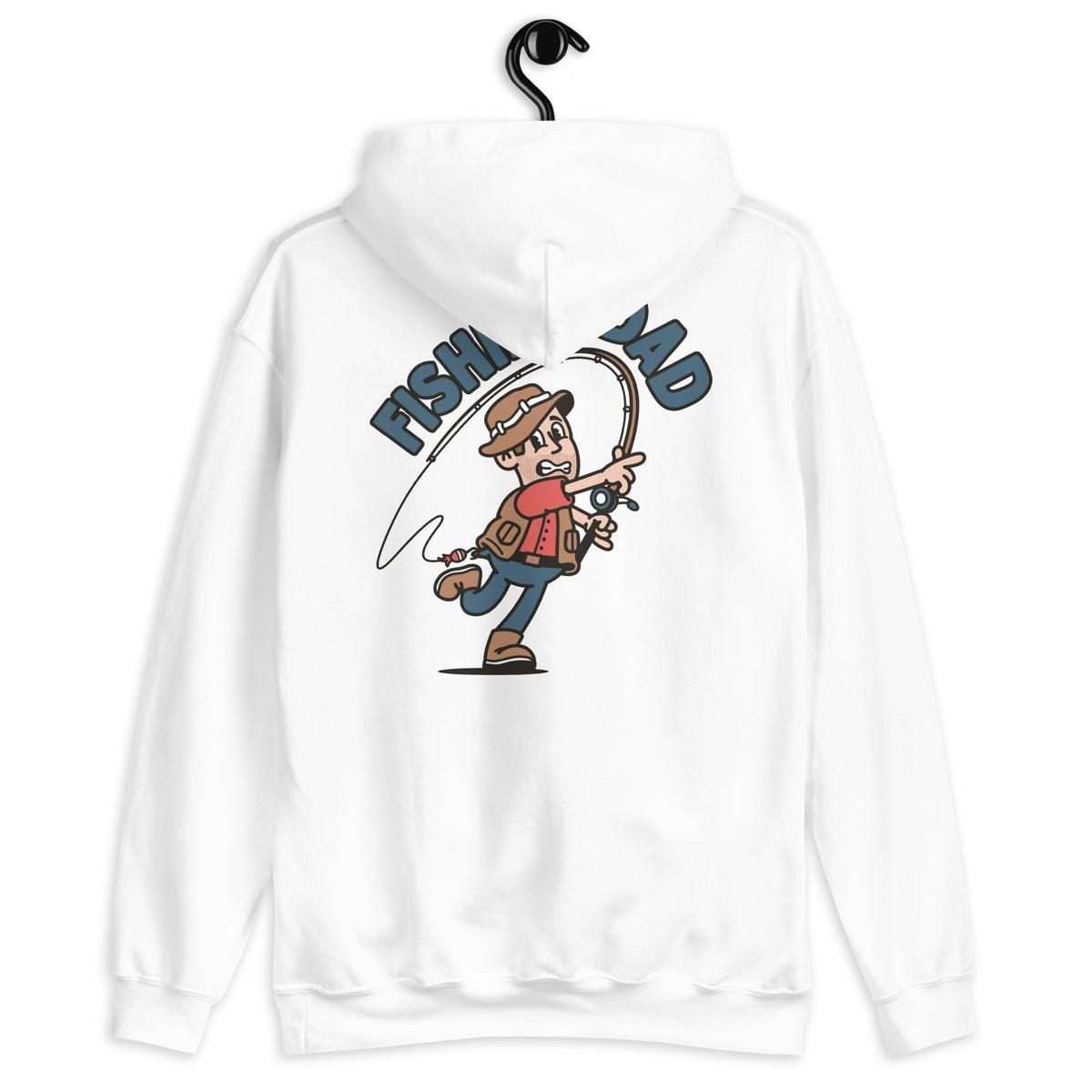 Fishing Brown Hair Light Skin Tone No-Glasses Stubble Dad Hoodie