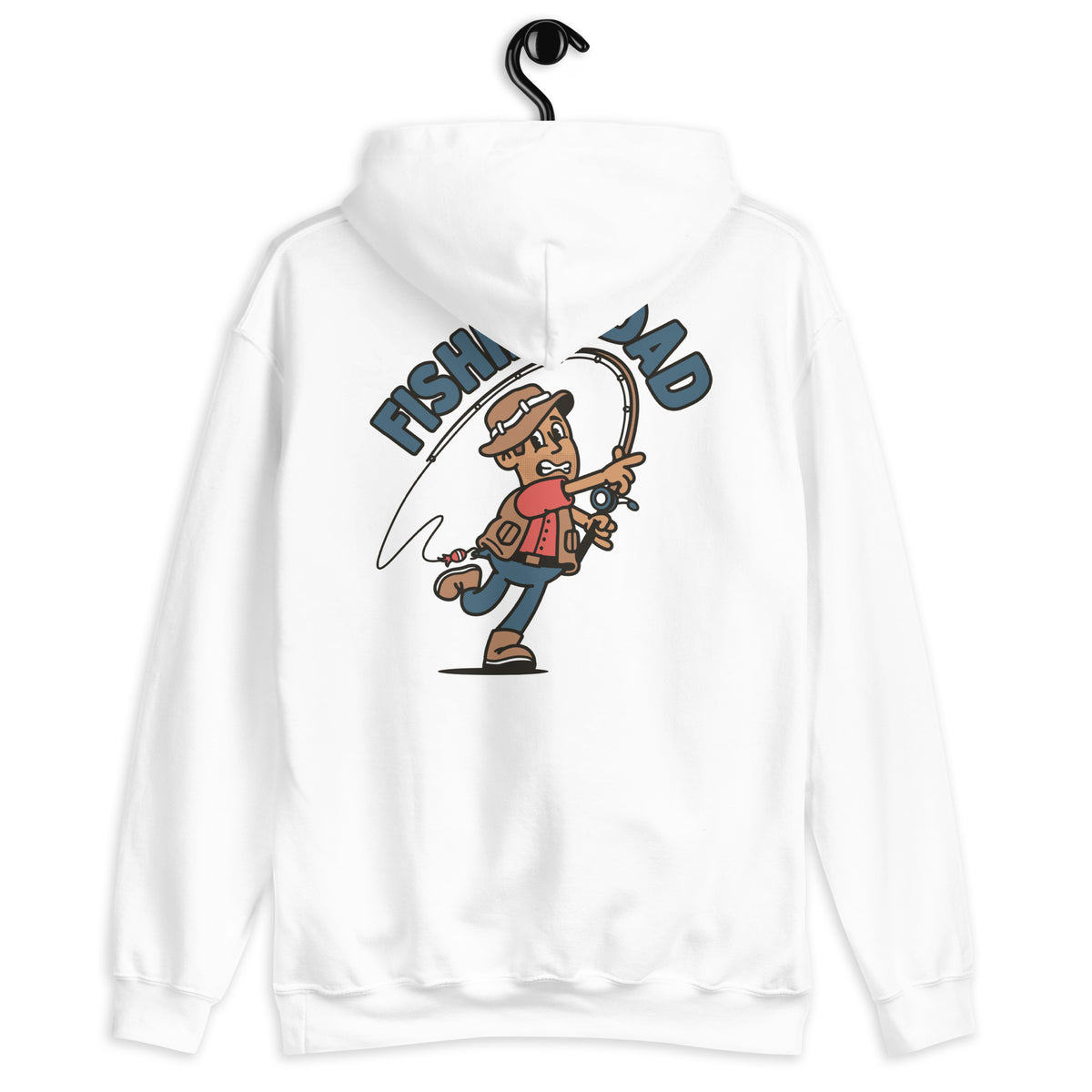 Fishing Brown Hair Tan Skin Tone No-Glasses Stubble Dad Hoodie
