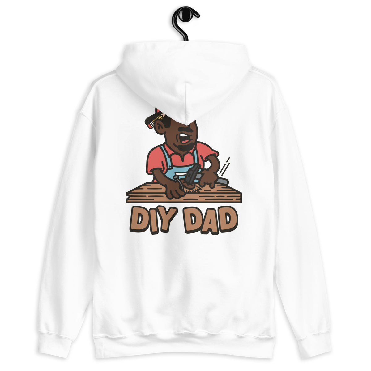 DIY Black Hair Dark Skin Tone No-Glasses Moustache & Chin Beard Dad Hoodie