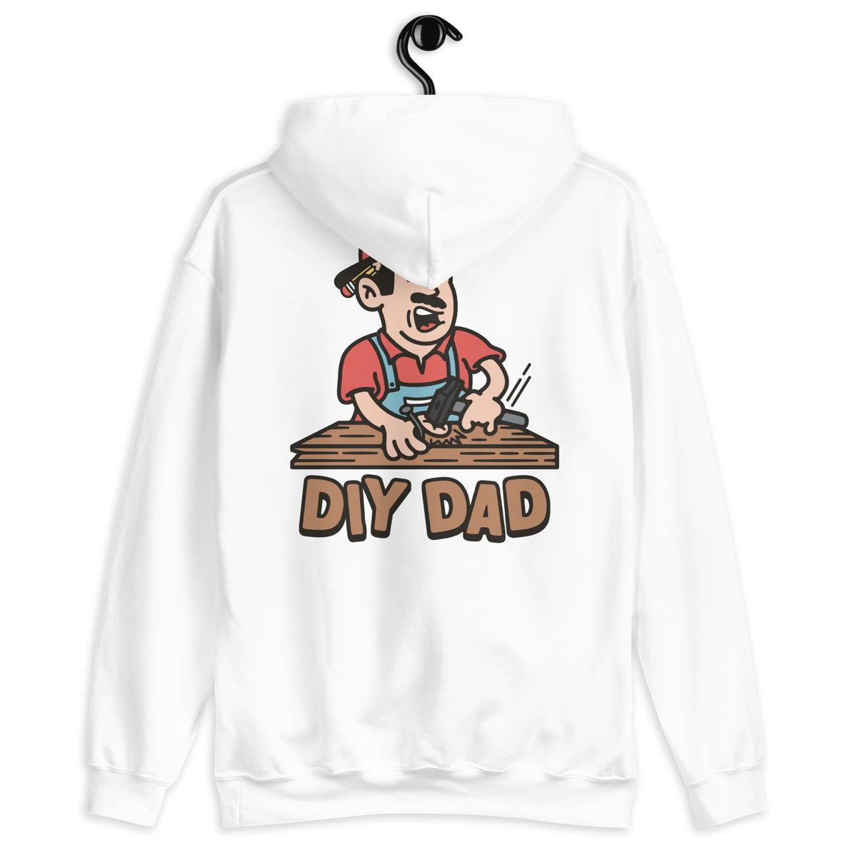 DIY Black Hair Light Skin Tone No-Glasses Moustache Dad Hoodie