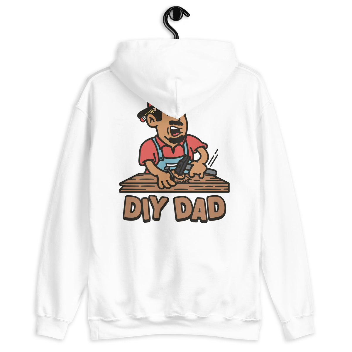 DIY Black Hair Tan Skin Tone No-Glasses Moustache & Chin Beard Dad Hoodie