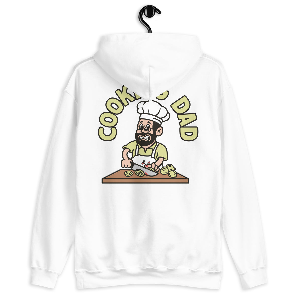 Cooking Black Hair Light Skin Tone Glasses Beard Dad Hoodie