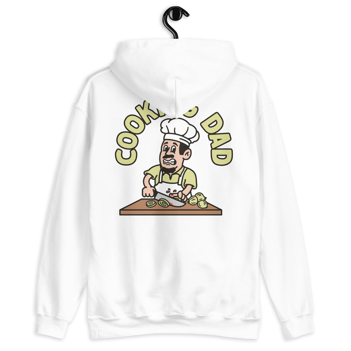 Cooking Black Hair Light Skin Tone No-Glasses Moustache & Chin Beard Dad Hoodie