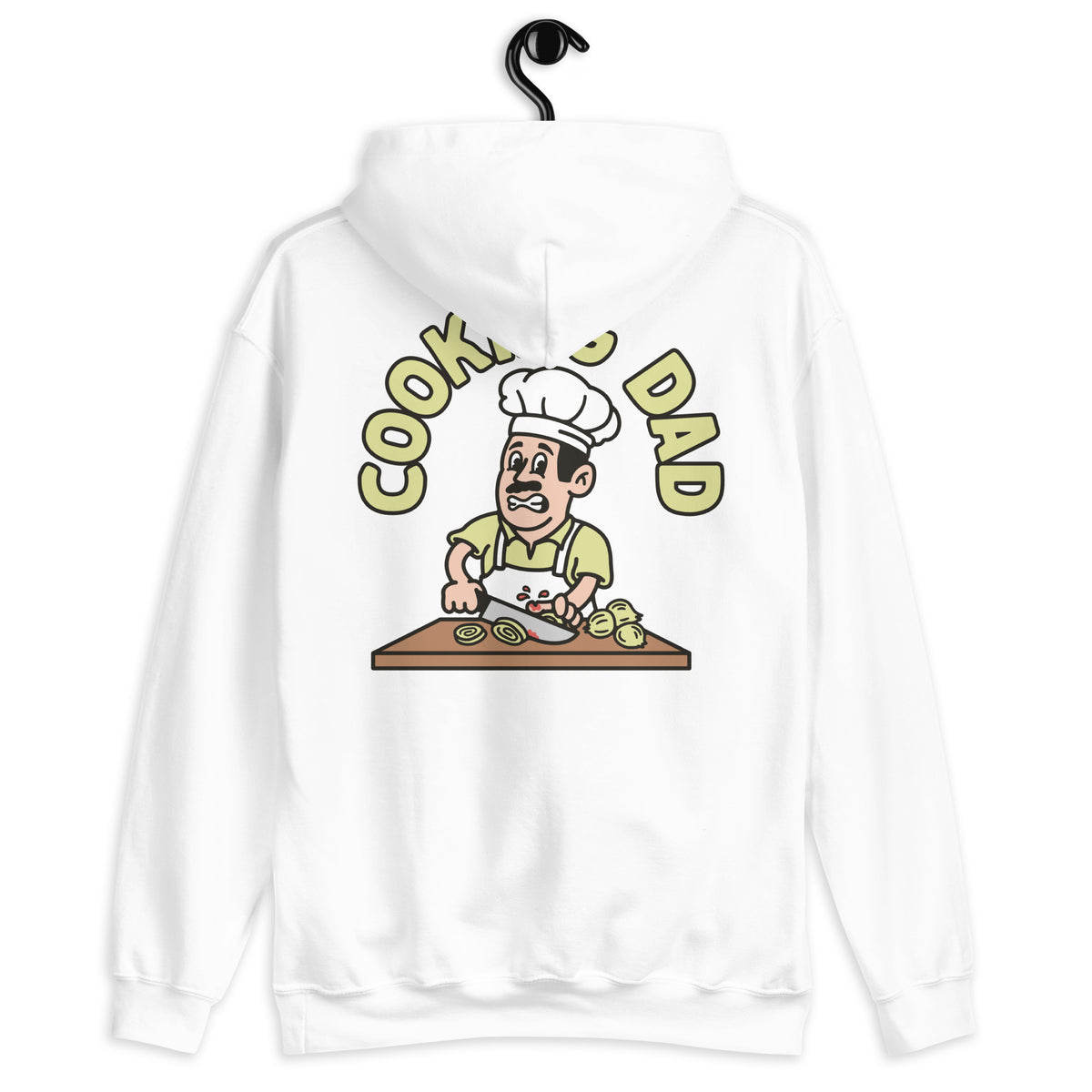 Cooking Black Hair Light Skin Tone No-Glasses Moustache Dad Hoodie