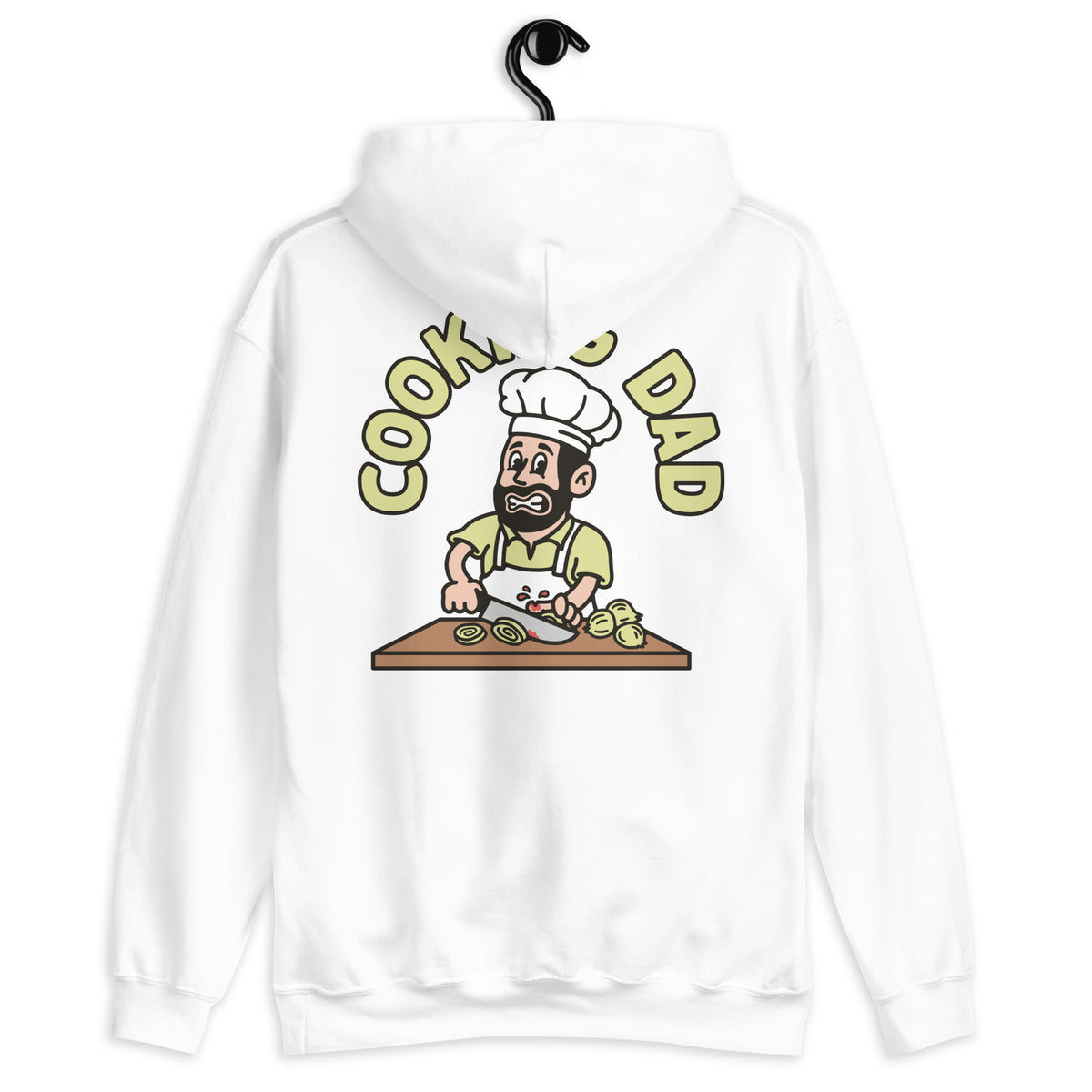 Cooking Black Hair Light Skin Tone No-Glasses Beard Dad Hoodie