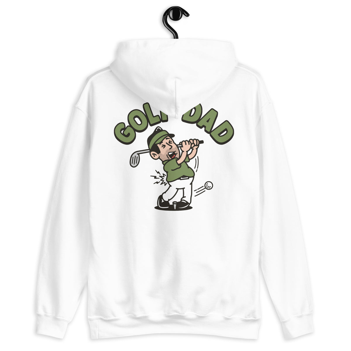 Golf Black Hair Light Skin Tone No-Glasses Stubble Dad Hoodie
