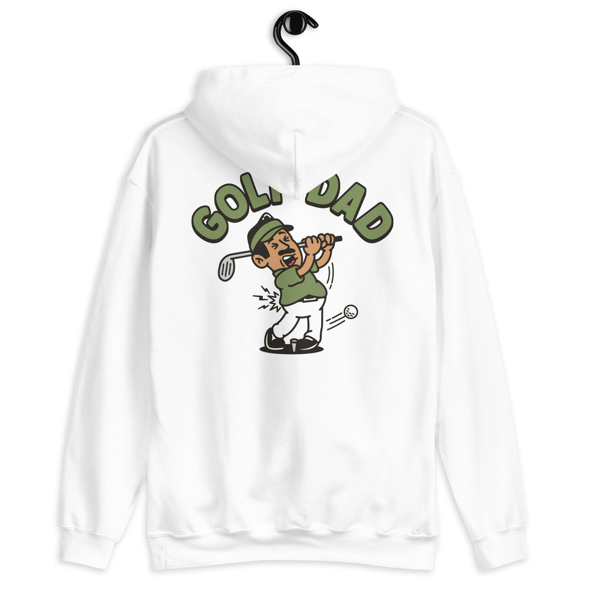 Golf Black Hair Tan Skin Tone No-Glasses Moustache Dad Hoodie