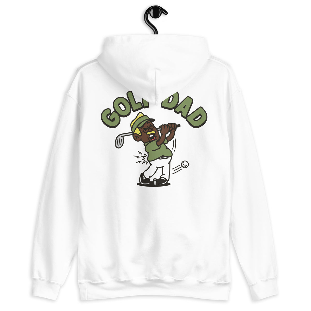 Golf Blond Hair Dark Skin Tone Glasses Moustache Dad Hoodie