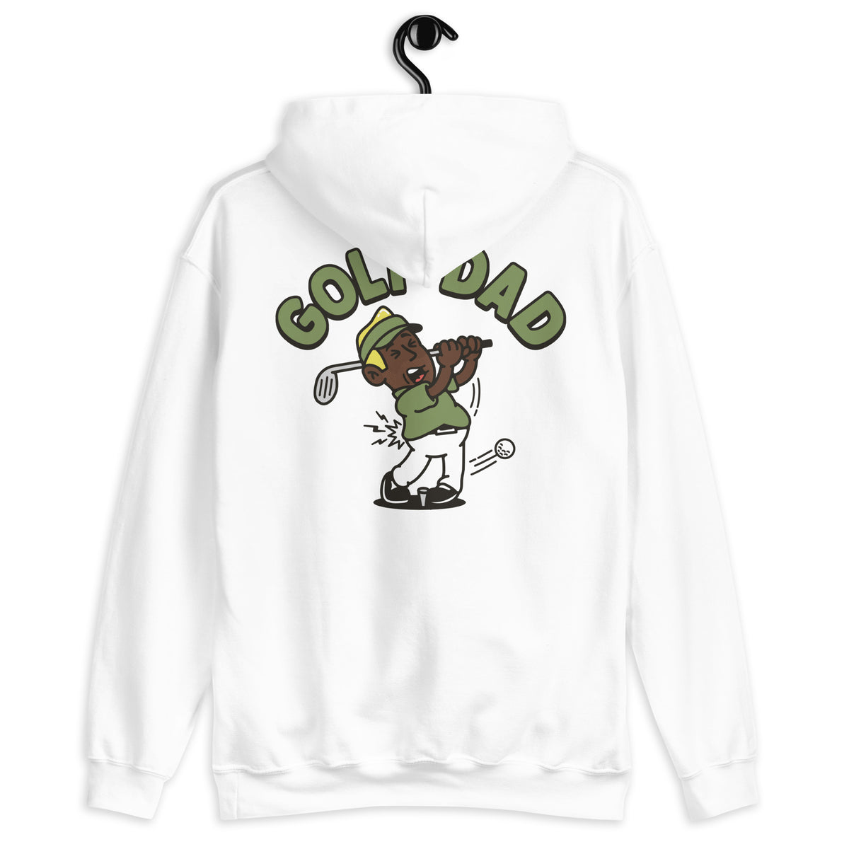 Golf Blond Hair Dark Skin Tone No-Glasses Stubble Dad Hoodie