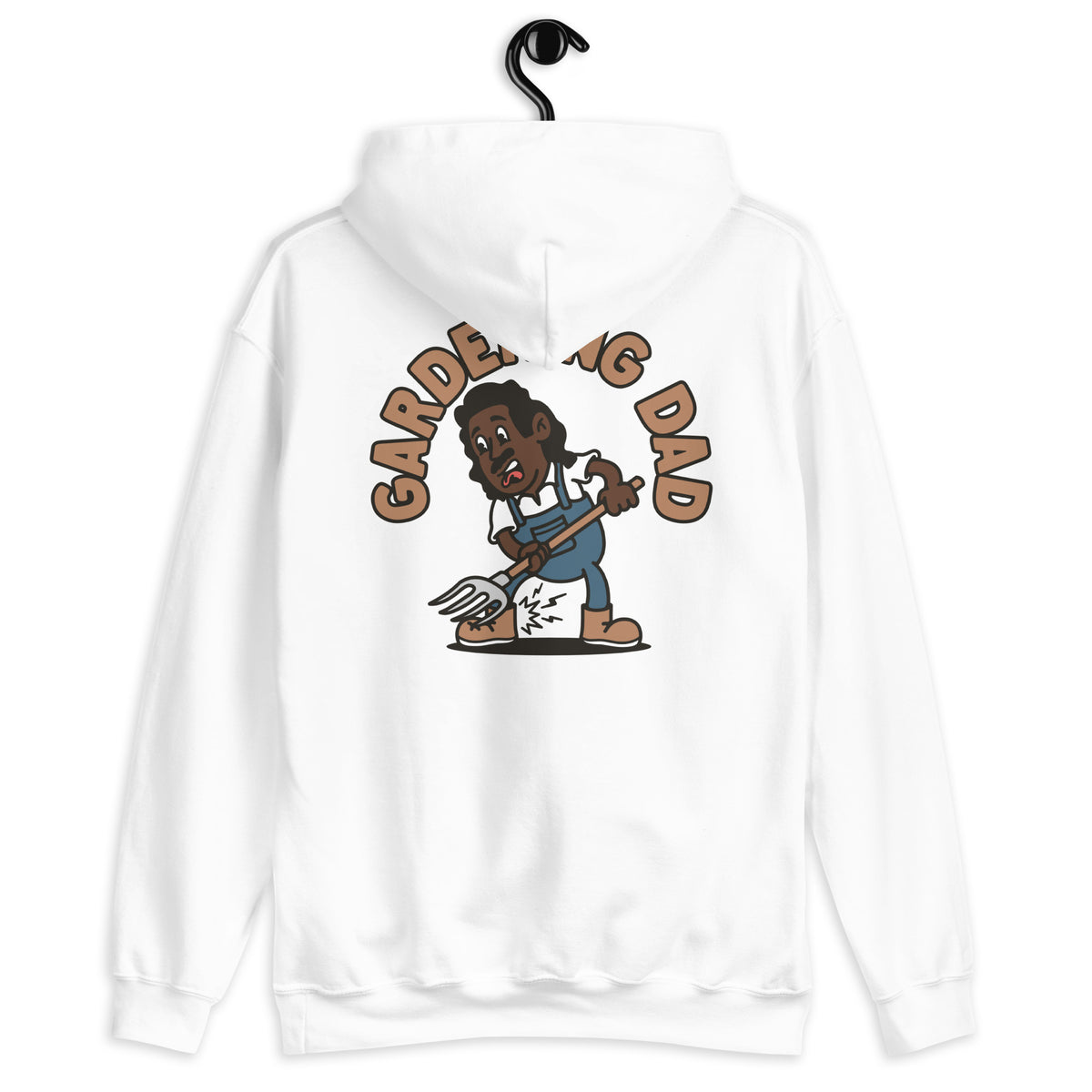 Gardening Black Hair Dark Skin Tone No-Glasses Long Moustache Dad Hoodie