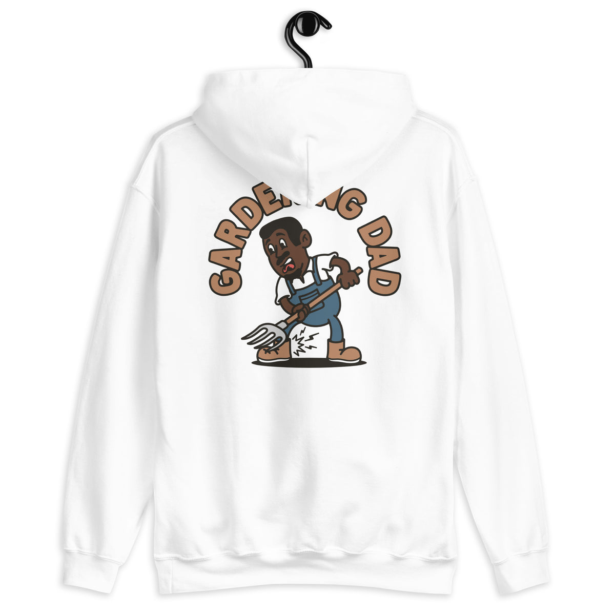 Gardening Black Hair Dark Skin Tone No-Glasses Short Moustache & Chin Beard Dad Hoodie
