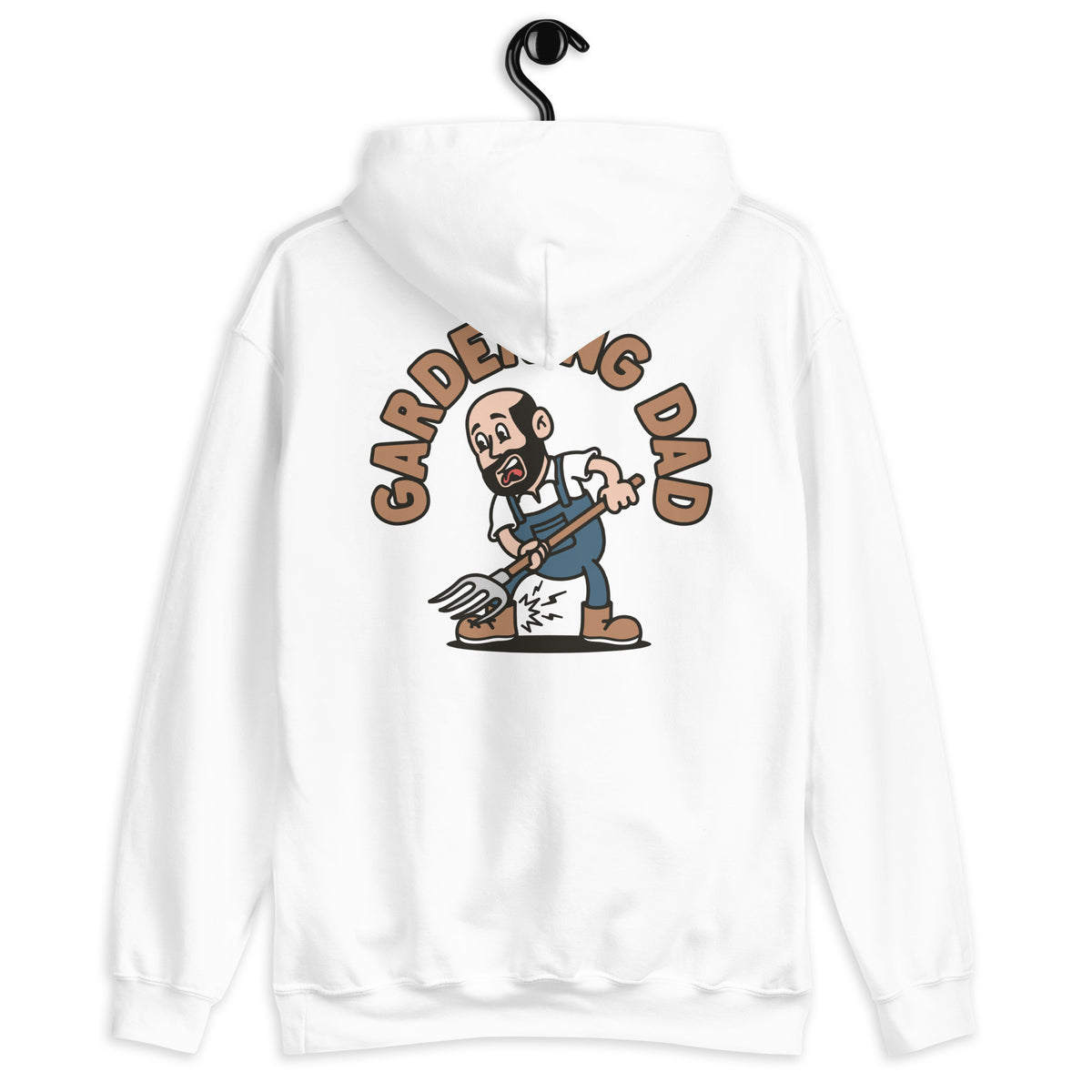 Gardening Black Hair Light Skin Tone No-Glasses Bald Beard Dad Hoodie