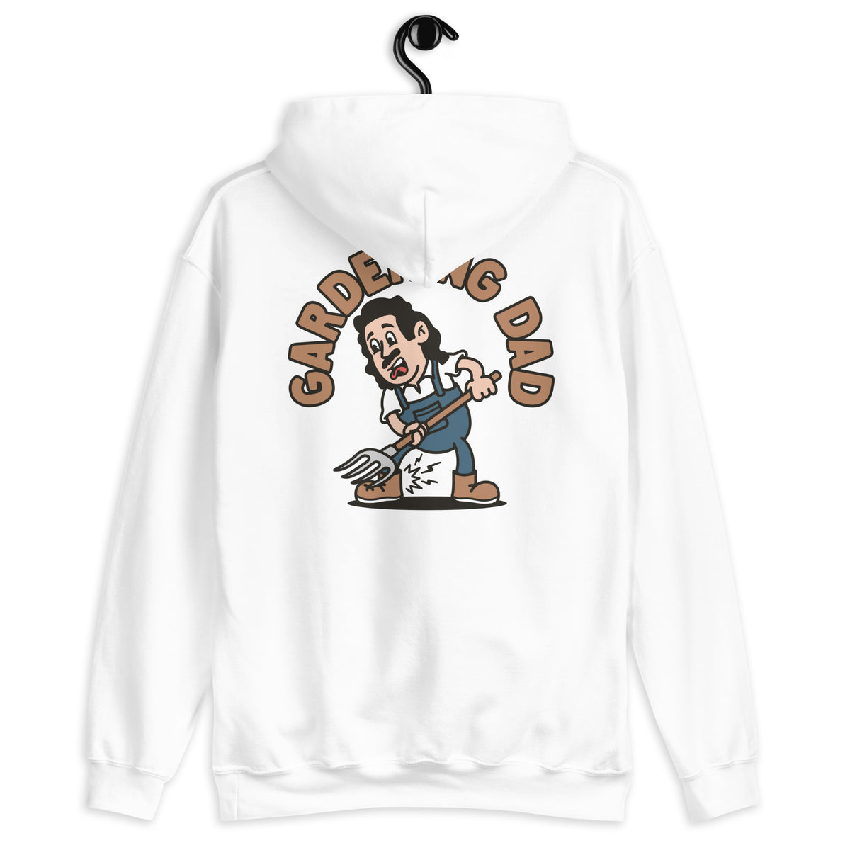 Gardening Black Hair Light Skin Tone No-Glasses Long Moustache Dad Hoodie