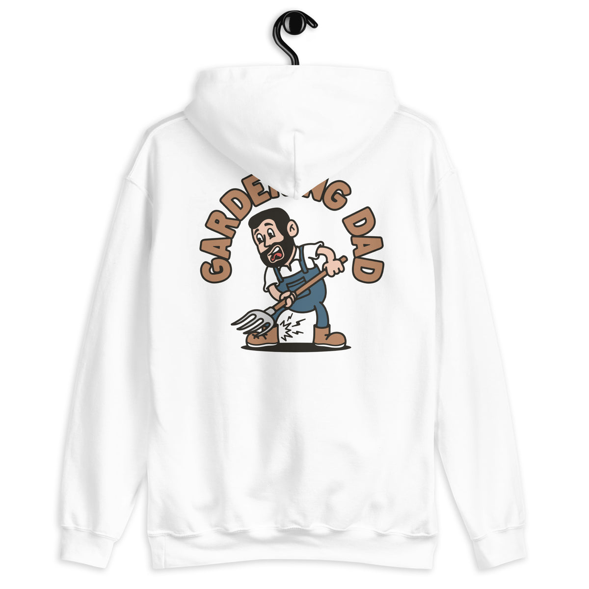 Gardening Black Hair Light Skin Tone No-Glasses Short Beard Dad Hoodie