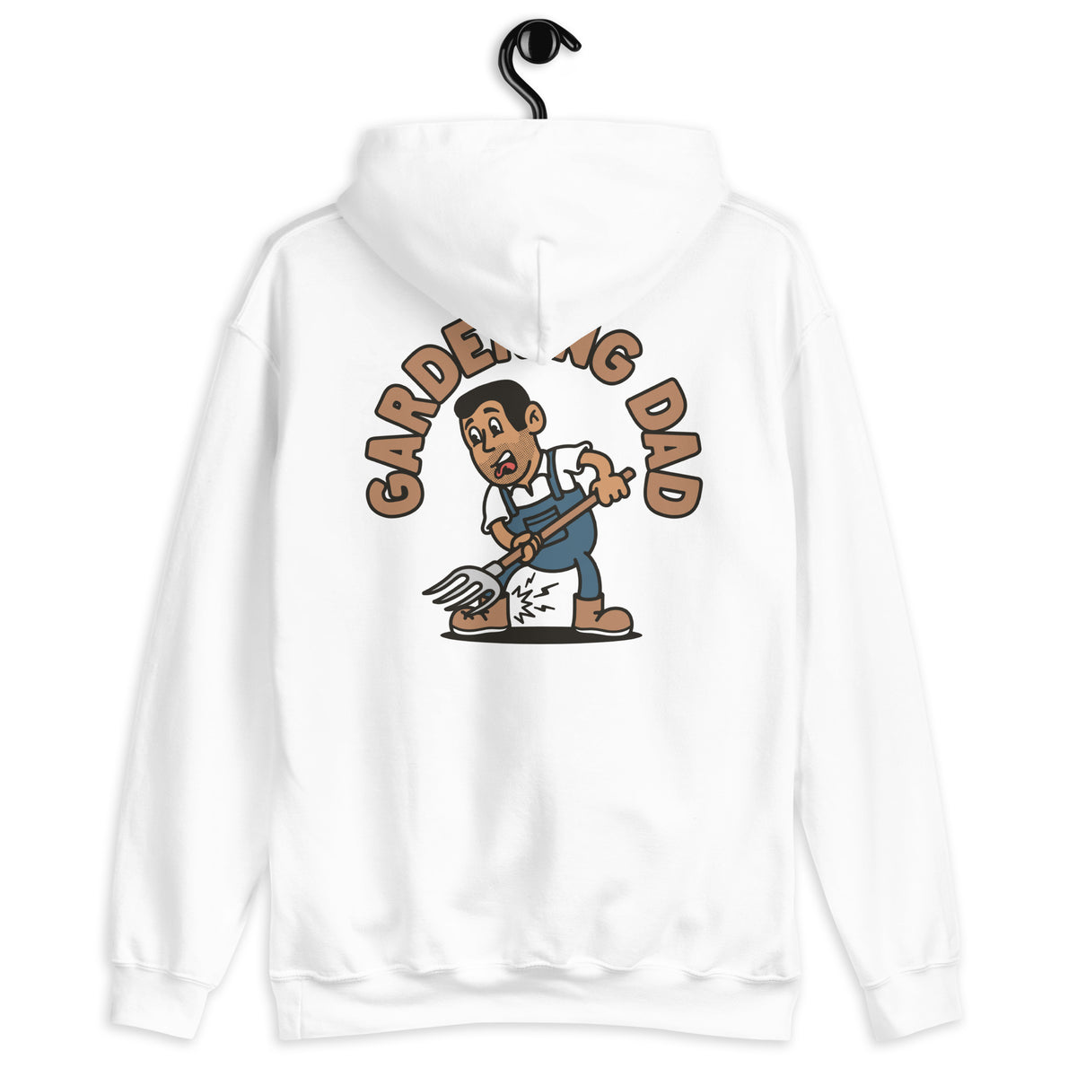 Gardening Black Hair Tan Skin Tone No-Glasses Short Stubble Dad Hoodie