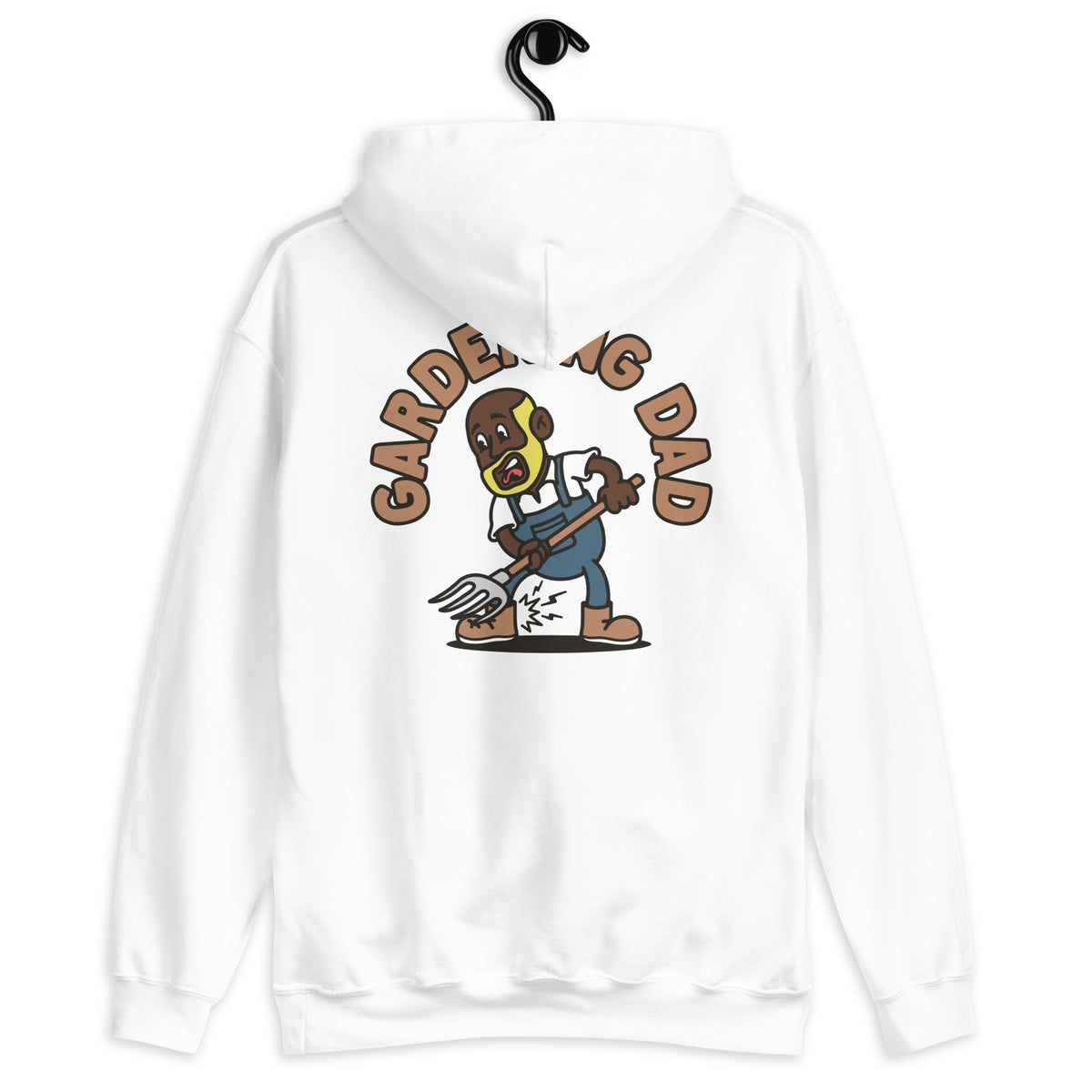 Gardening Blond Hair Dark Skin Tone No-Glasses Bald Beard Dad Hoodie