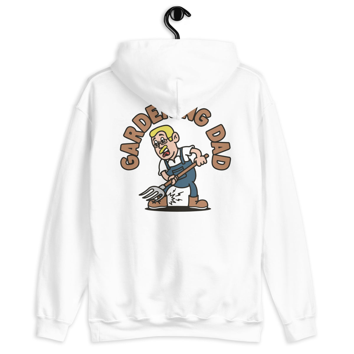 Gardening Blond Hair Light Skin Tone Glasses Short Moustache Dad Hoodie