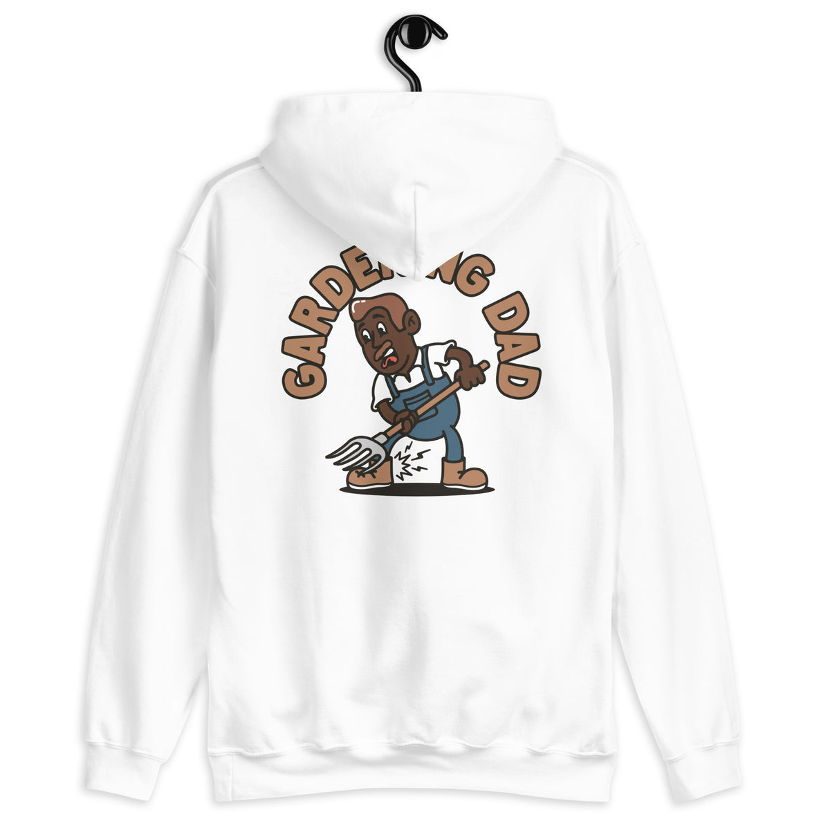 Gardening Brown Hair Dark Skin Tone No-Glasses Medium Moustache Dad Hoodie