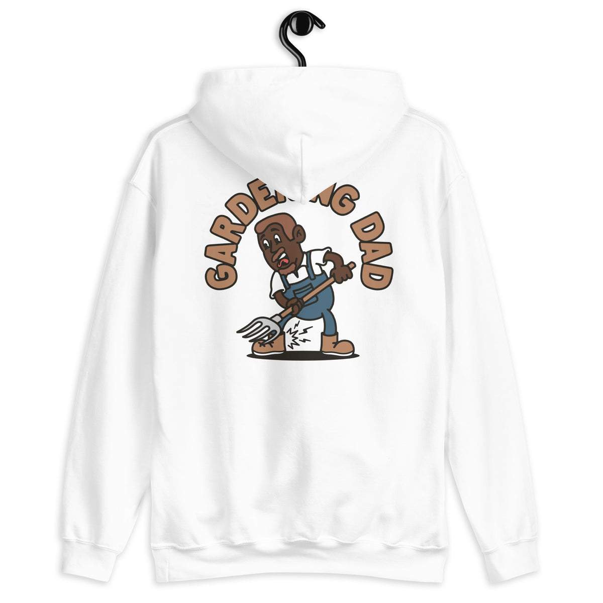 Gardening Brown Hair Dark Skin Tone No-Glasses Short Moustache & Chin Beard Dad Hoodie