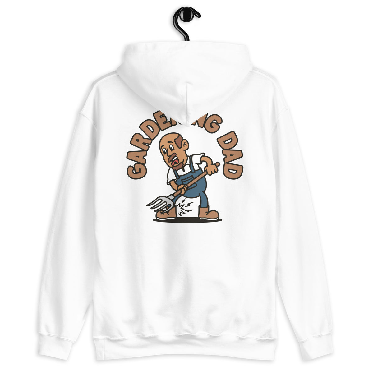 Gardening Brown Hair Tan Skin Tone No-Glasses Bald Moustache & Chin Beard Dad Hoodie