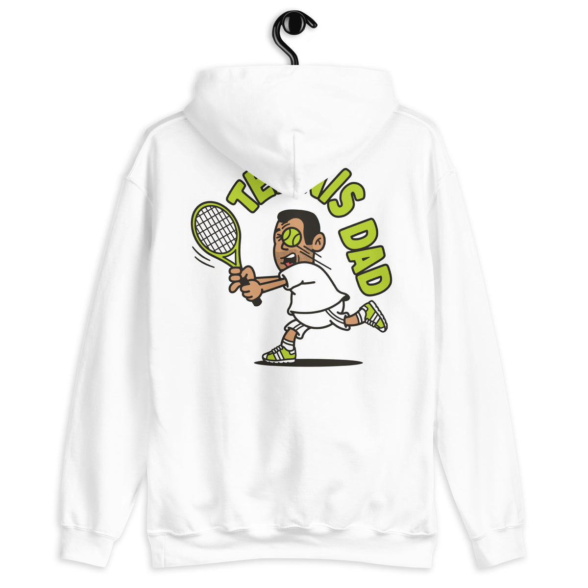 Tennis Black Hair Tan Skin Tone No-Glasses Short Stubble Dad Hoodie
