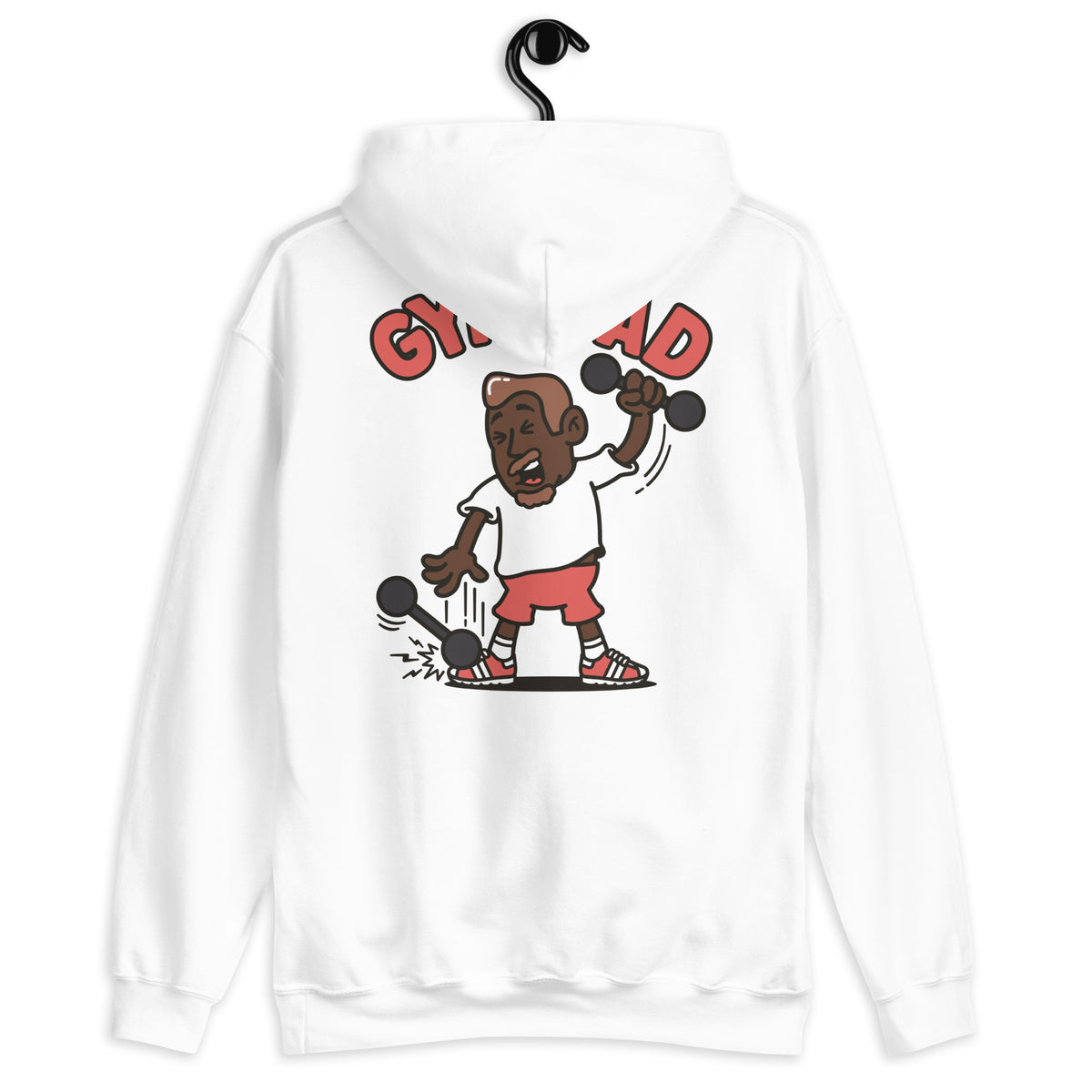 Gym Brown Hair Dark Skin Tone No-Glasses Medium Moustache & Chin Beard Dad Hoodie