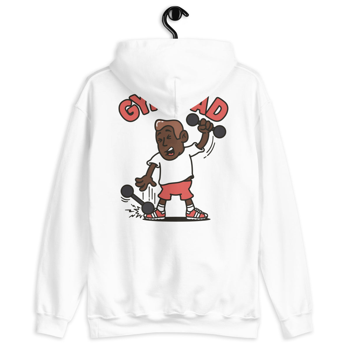 Gym Brown Hair Dark Skin Tone No-Glasses Medium Stubble Dad Hoodie
