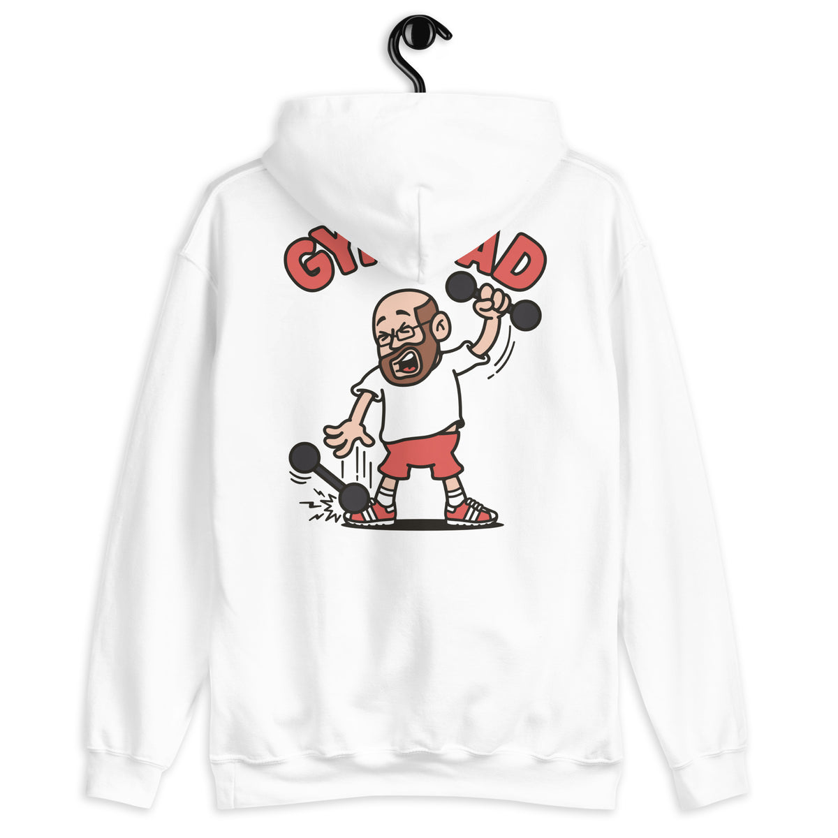 Gym Brown Hair Light Skin Tone Glasses Bald Beard Dad Hoodie