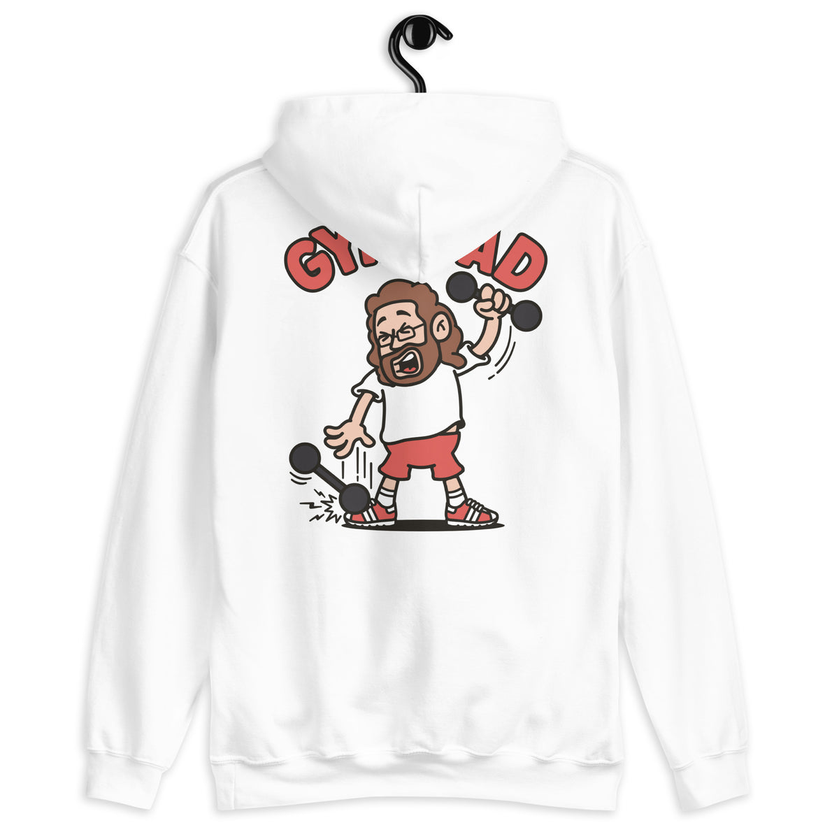 Gym Brown Hair Light Skin Tone Glasses Long Beard Dad Hoodie