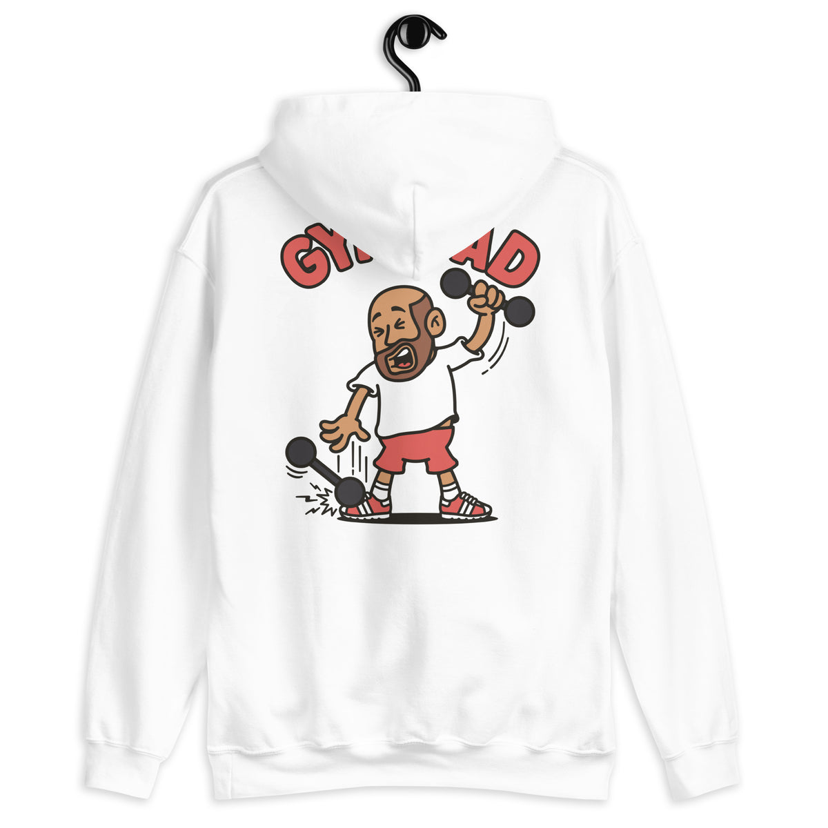 Gym Brown Hair Tan Skin Tone No-Glasses Bald Beard Dad Hoodie