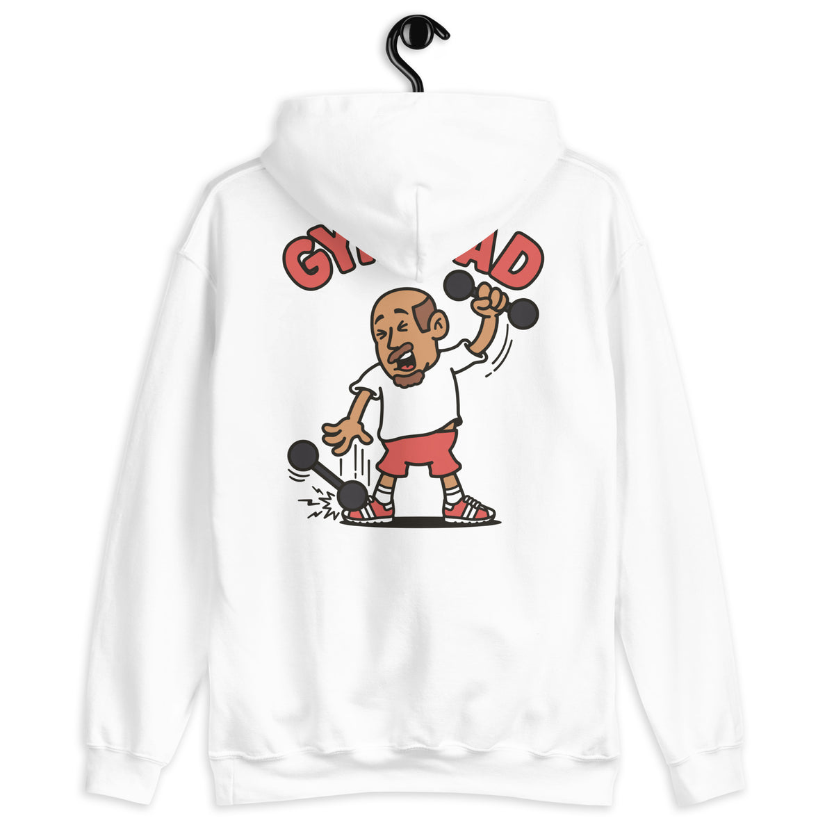 Gym Brown Hair Tan Skin Tone No-Glasses Bald Moustache & Chin Beard Dad Hoodie