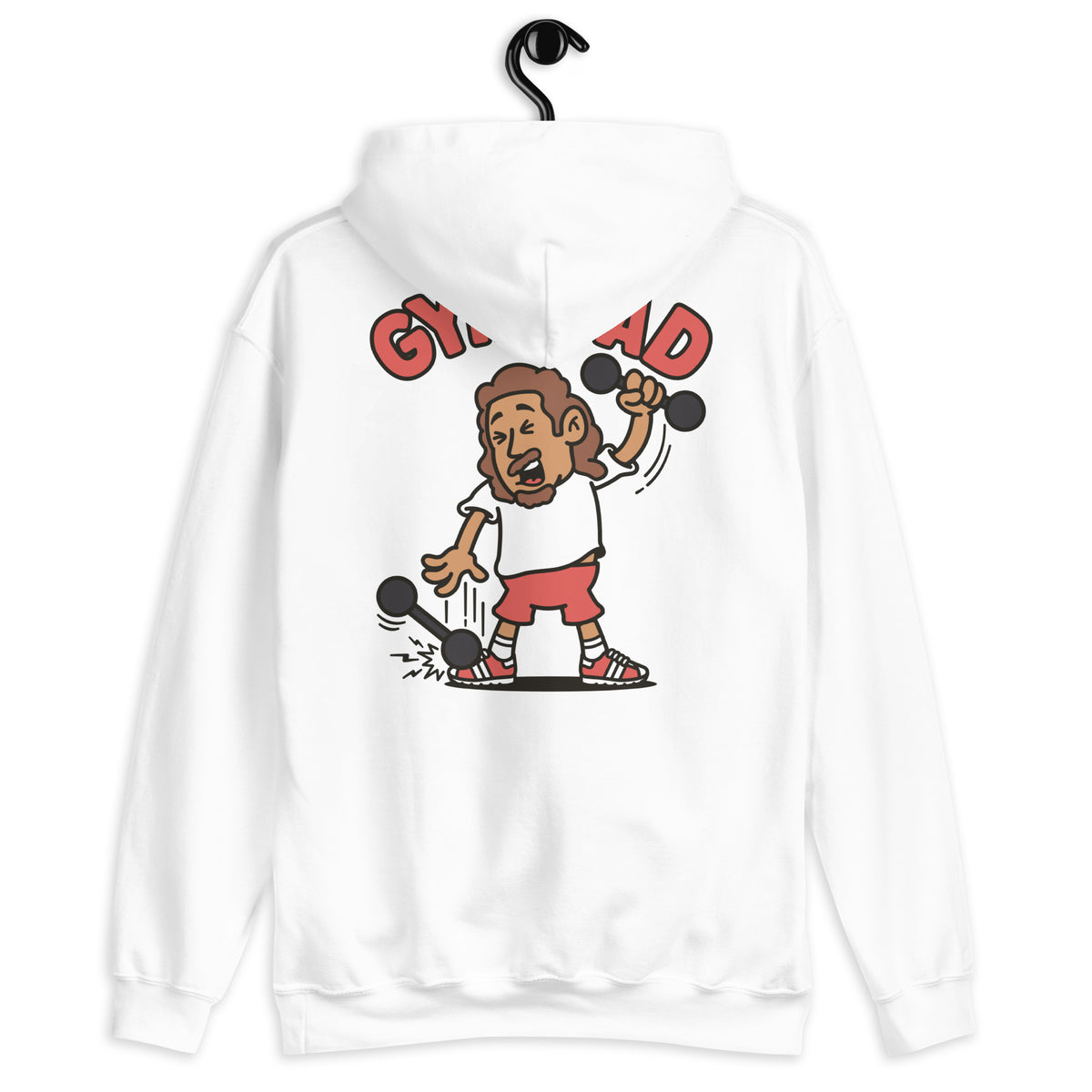 Gym Brown Hair Tan Skin Tone No-Glasses Long Moustache & Chin Beard Dad Hoodie