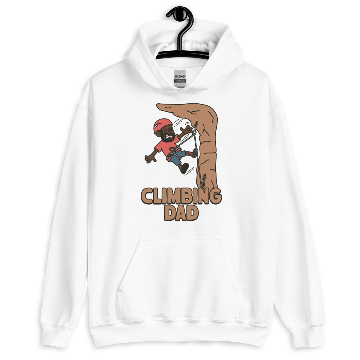 Climbing Black Hair Dark Skin Tone Glasses Beard Dad Hoodie