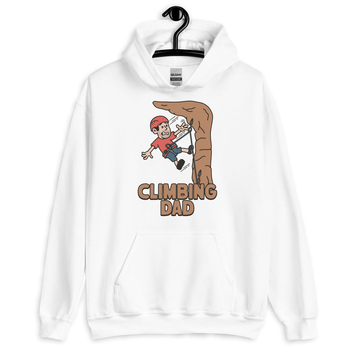 Climbing Black Hair Light Skin Tone No-Glasses Stubble Dad Hoodie
