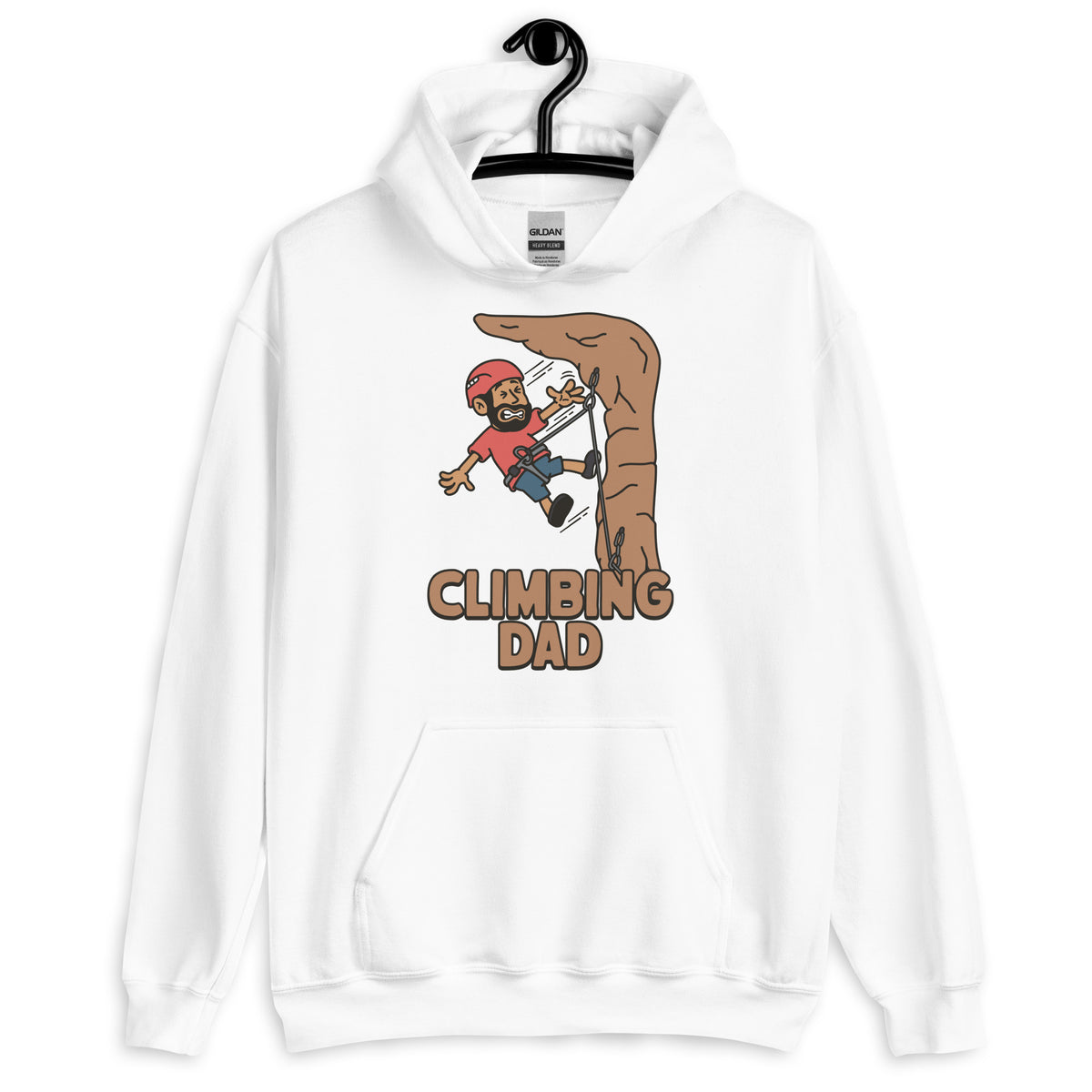 Climbing Black Hair Tan Skin Tone No-Glasses Beard Dad Hoodie