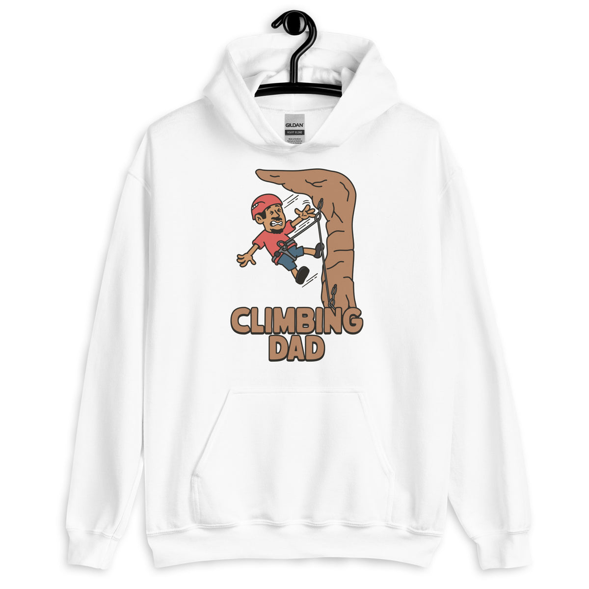 Climbing Black Hair Tan Skin Tone No-Glasses Moustache & Chin Beard Dad Hoodie
