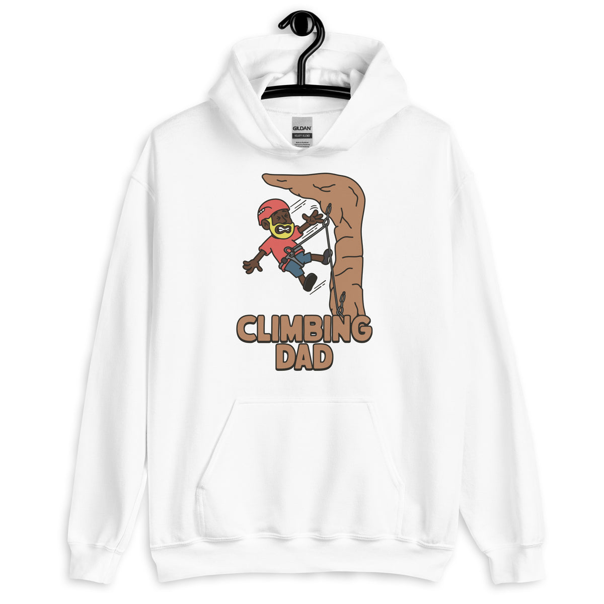 Climbing Blond Hair Dark Skin Tone No-Glasses Beard Dad Hoodie