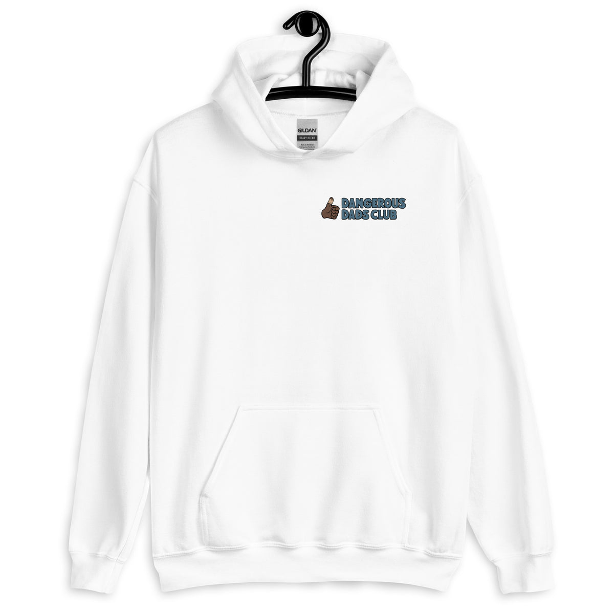 Fishing Black Hair Dark Skin Tone No-Glasses Moustache Dad Hoodie