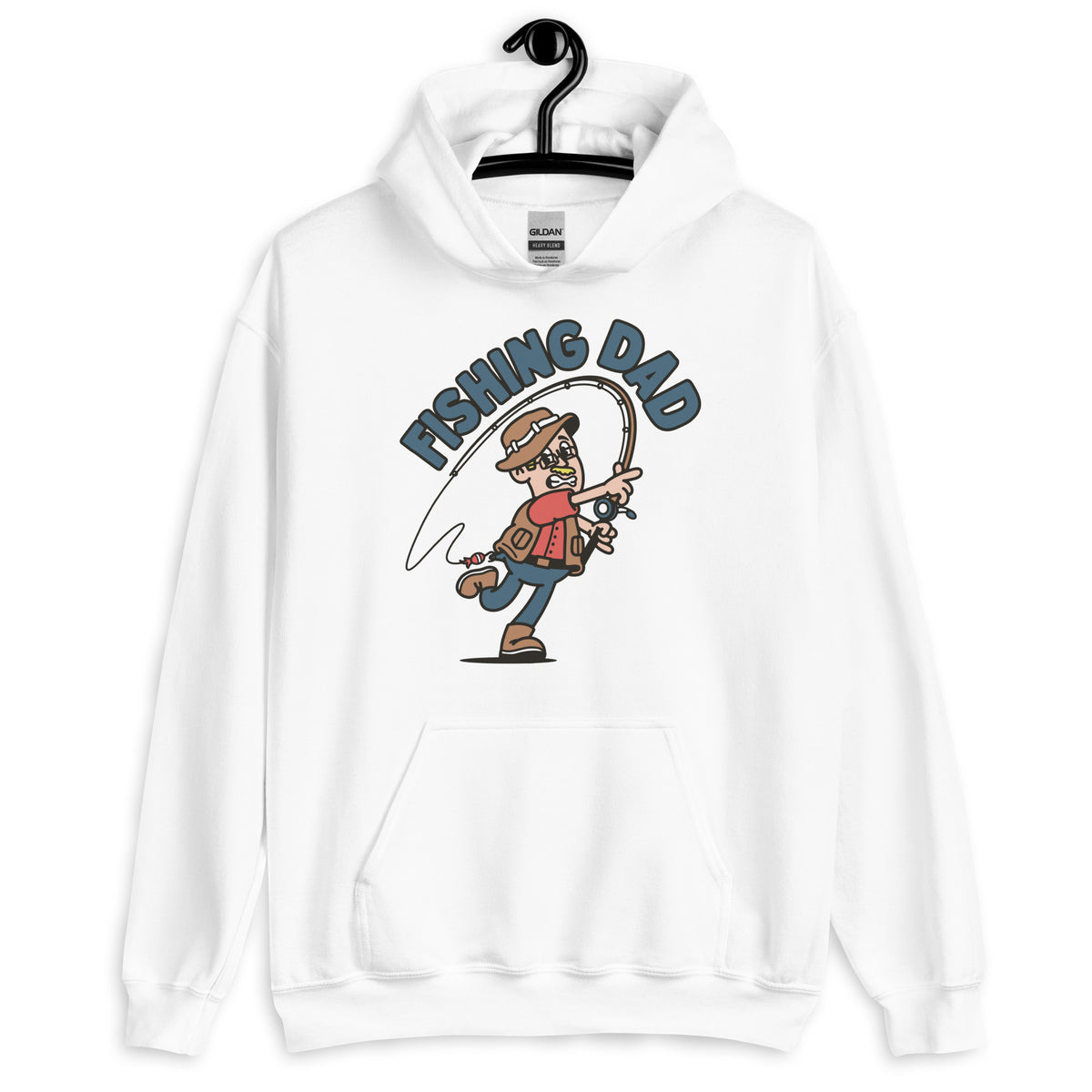 Fishing Blond Hair Light Skin Tone Glasses Moustache Dad Hoodie