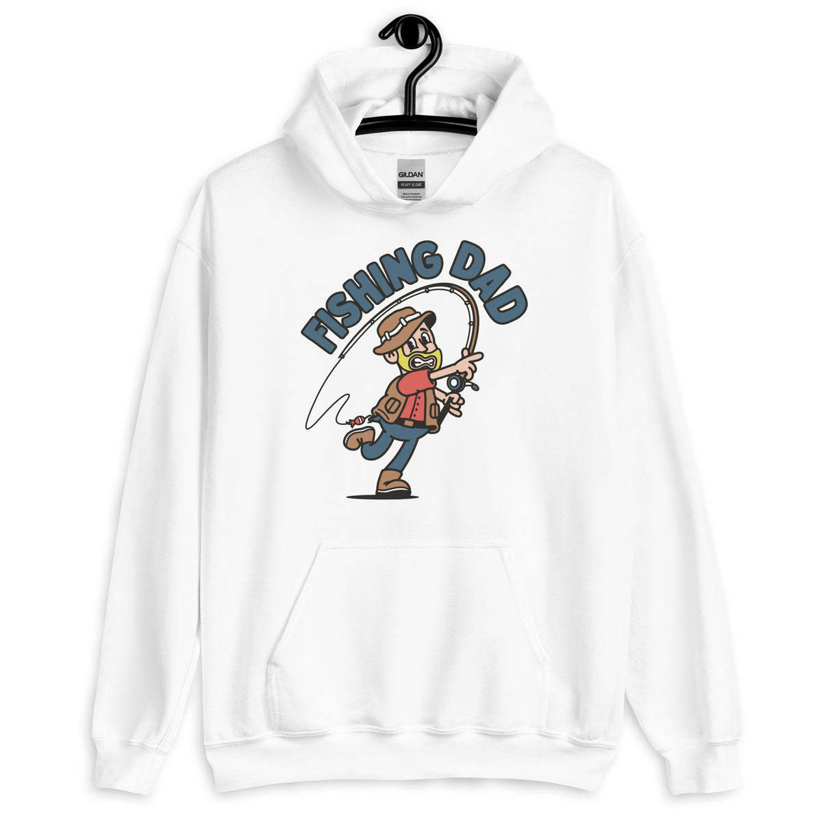 Fishing Blond Hair Light Skin Tone No-Glasses Beard Dad Hoodie