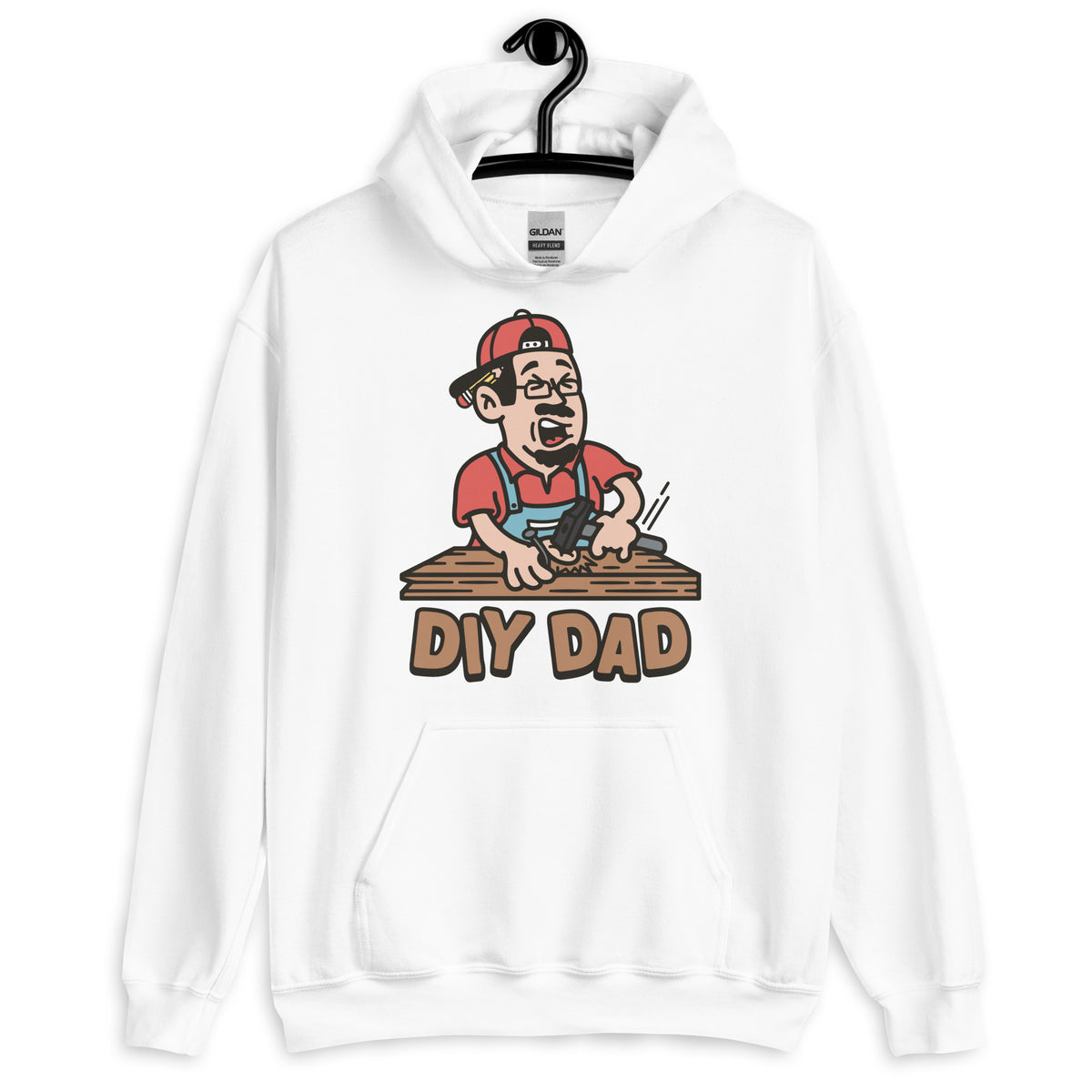 DIY Black Hair Light Skin Tone Glasses Moustache & Chin Beard Dad Hoodie