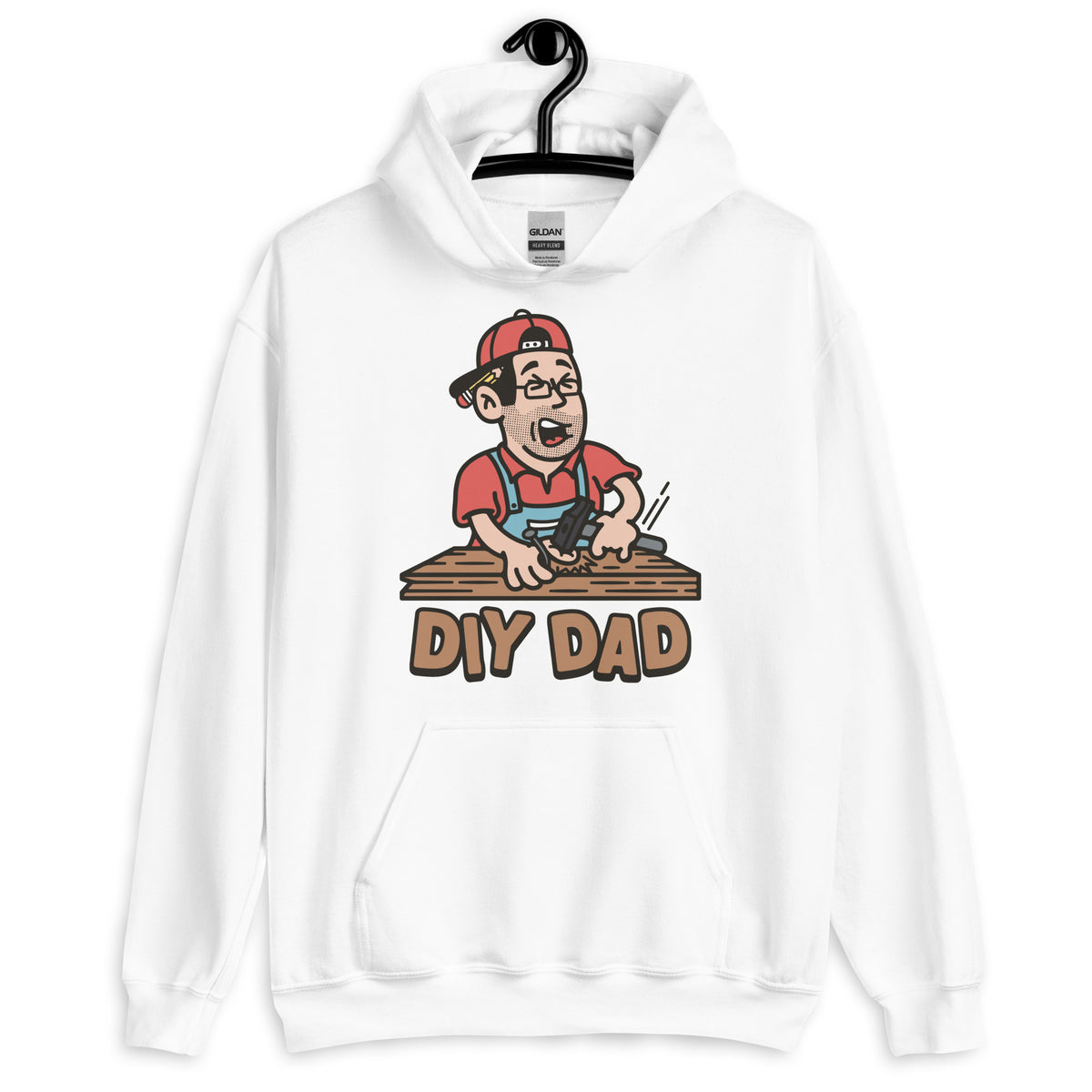 DIY Black Hair Light Skin Tone Glasses Stubble Dad Hoodie