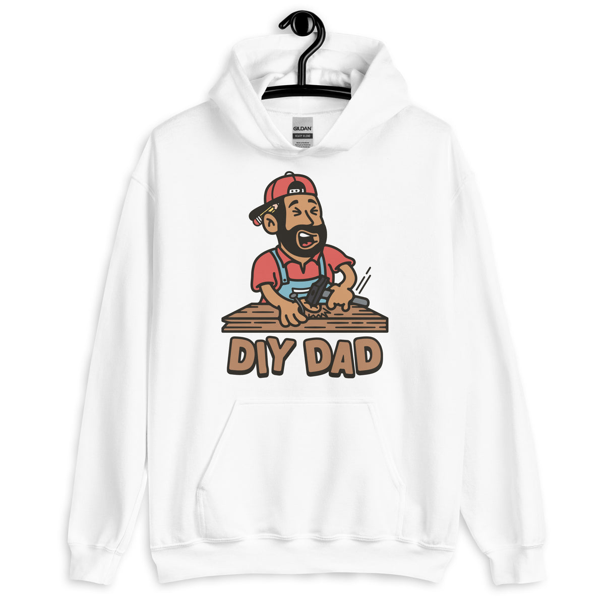 DIY Black Hair Tan Skin Tone No-Glasses Beard Dad Hoodie