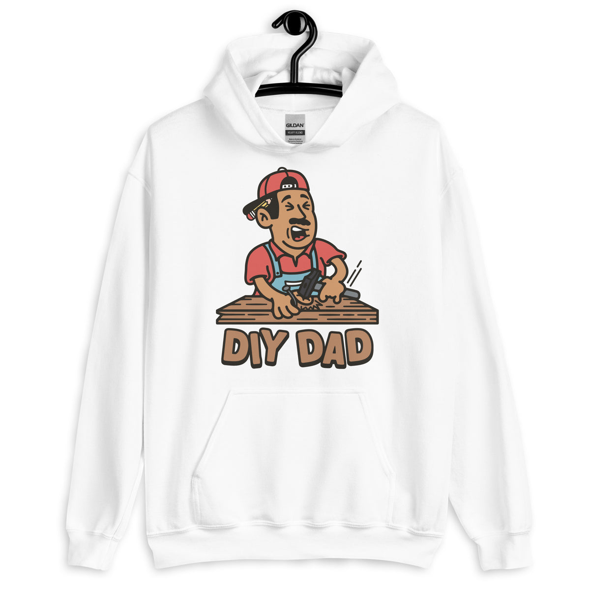 DIY Black Hair Tan Skin Tone No-Glasses Moustache Dad Hoodie