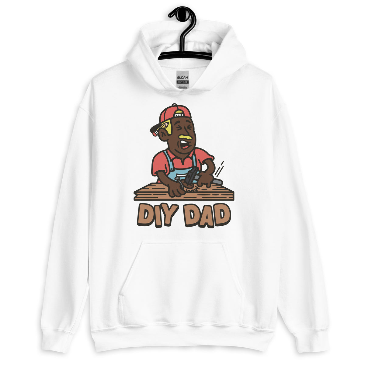 DIY Blond Hair Dark Skin Tone No-Glasses Moustache Dad Hoodie