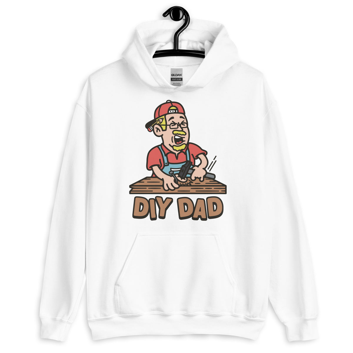 DIY Blond Hair Light Skin Tone Glasses Moustache & Chin Beard Dad Hoodie