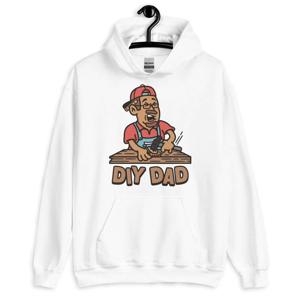 DIY Brown Hair Tan Skin Tone Glasses Moustache & Chin Beard Dad Hoodie